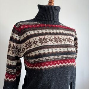 Marie Claire - Grey/ Blue Classic Nordic Style Turtleneck Sweater